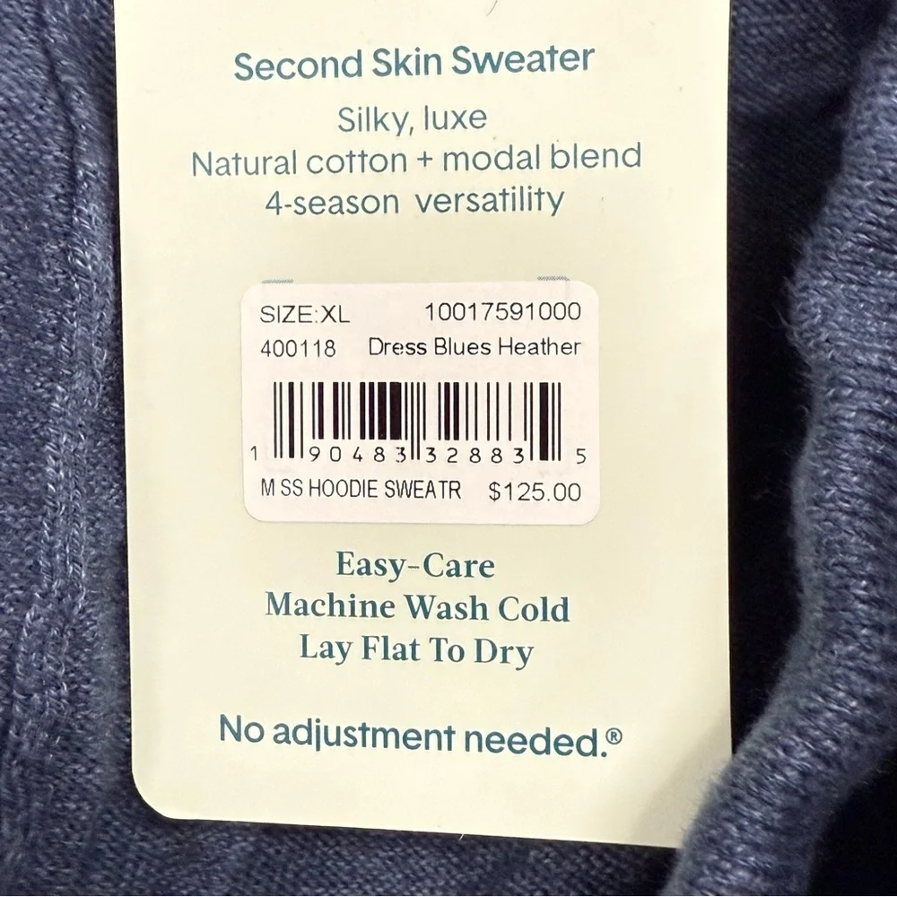 NWT Tommy John Second Skin Sweater Hoodie XL Dress Blues Heather Lounge Shirt